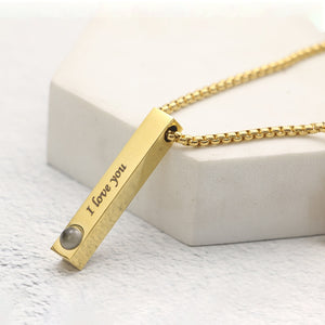 Personalized Projection Photo Bar Necklace