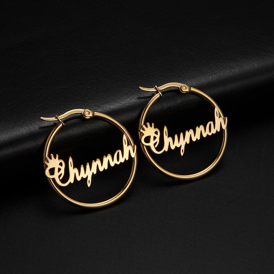 Personalized Name Hoop Earrings